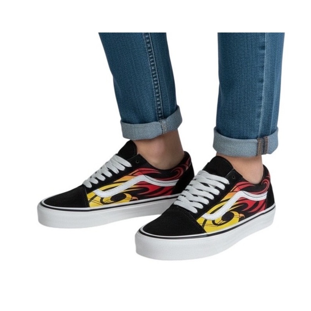 Vans Premium Flame Old Skool Y2K Skate Sneakers Black VN000D56MCG  US M7/W‎ 8.5
